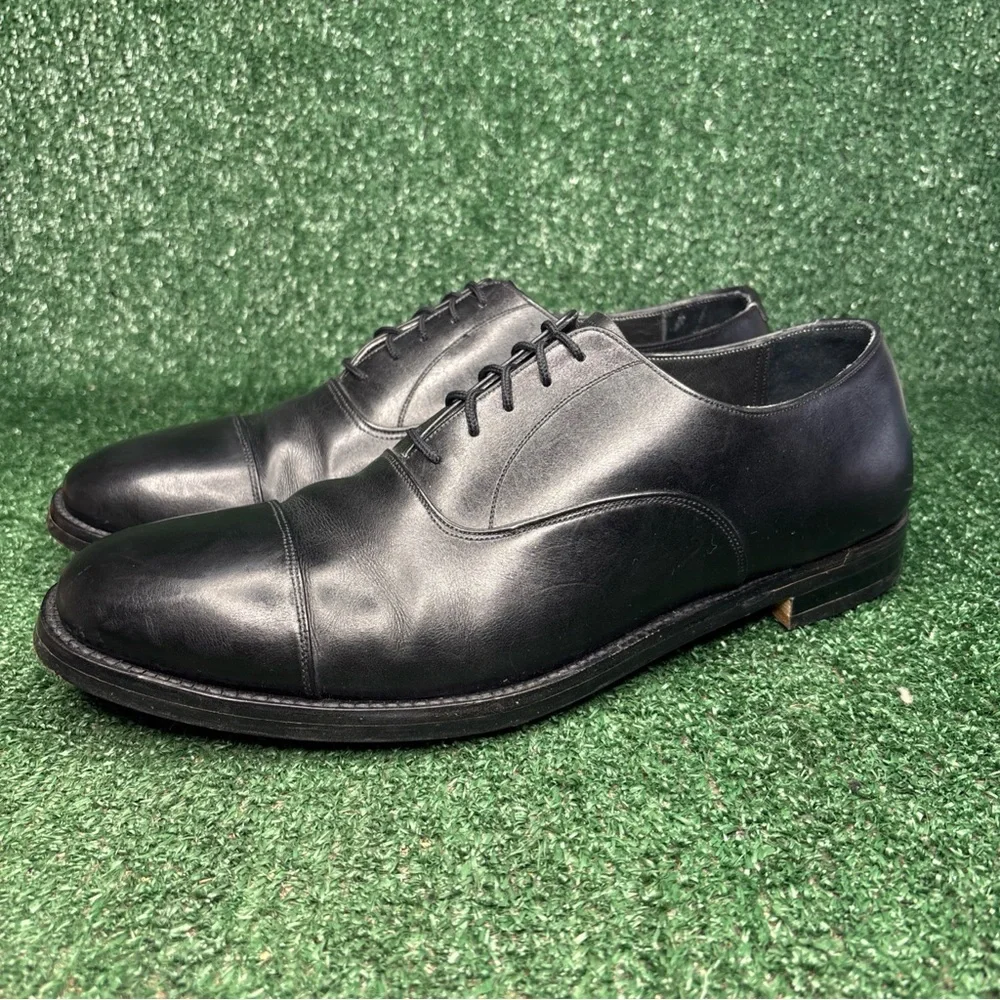 Vintage Mayer Hong Kong Handmade Bespoke Black‎ Leather Shoes Mens Size 12 EE